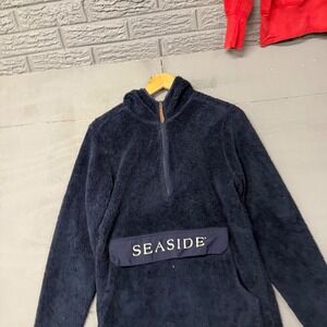 Charles River Apparel Seaside Navy Blue Sherpa Fleece Quarter Zip Hoodie XS